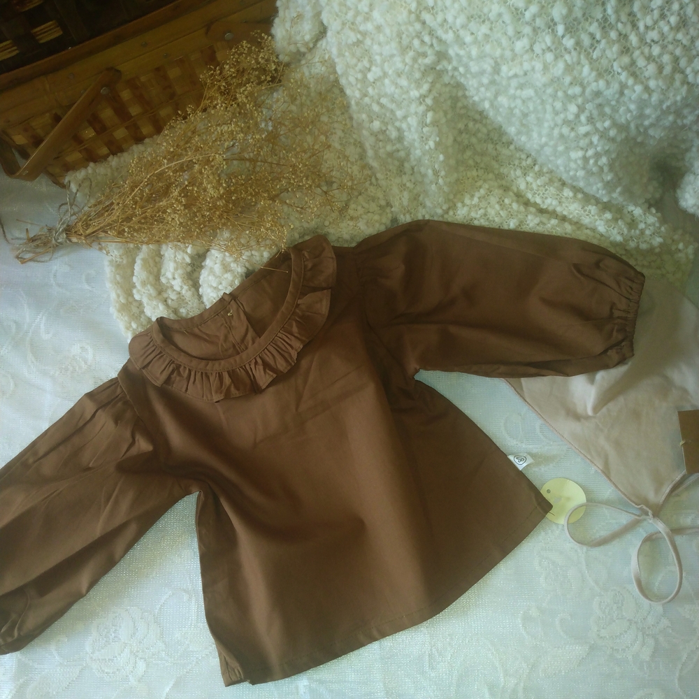 Brown Ruffled Kids Top